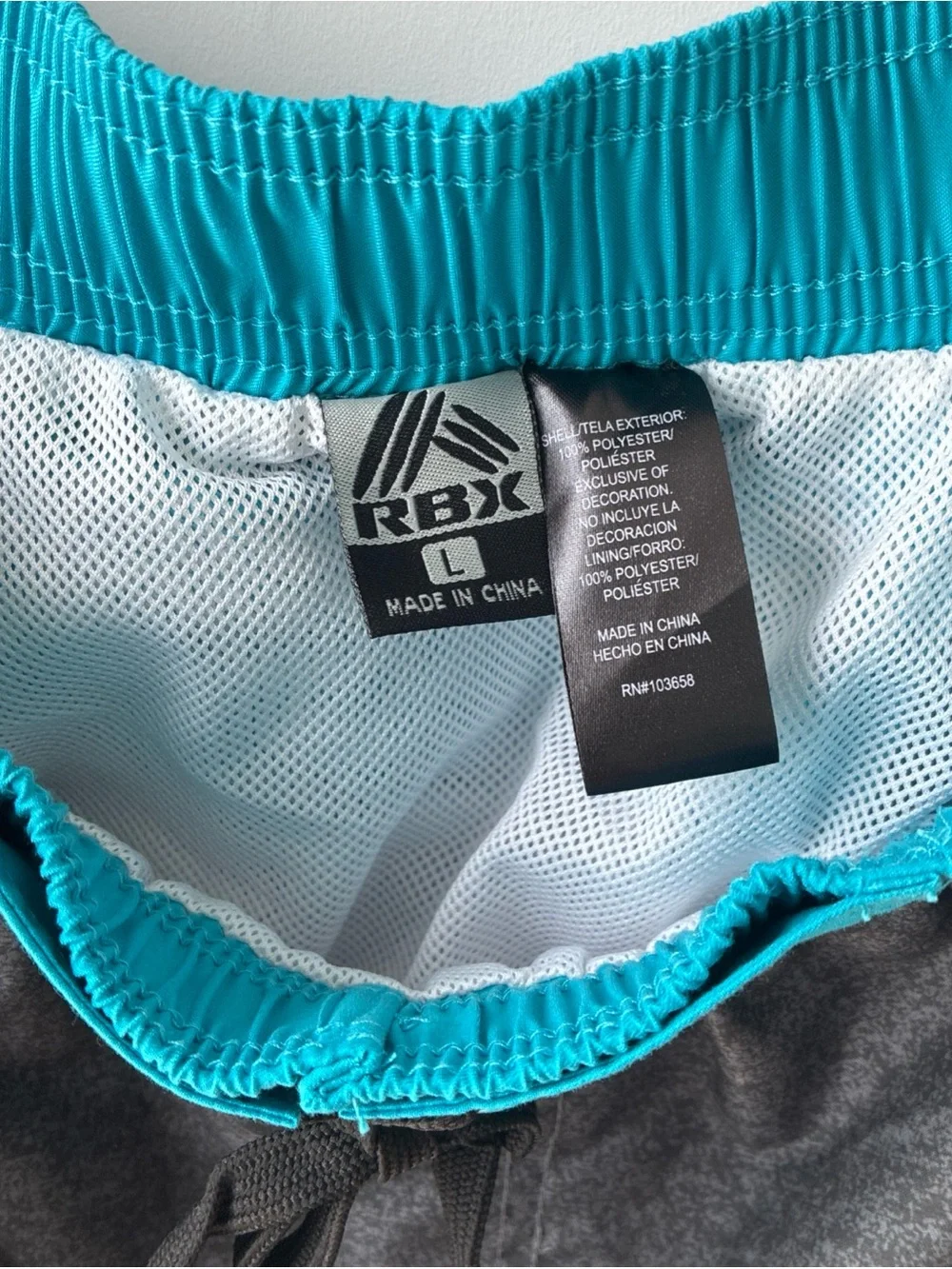 RBX Men’s Board Shorts - Swim Trunks Charcoal Gray - Large